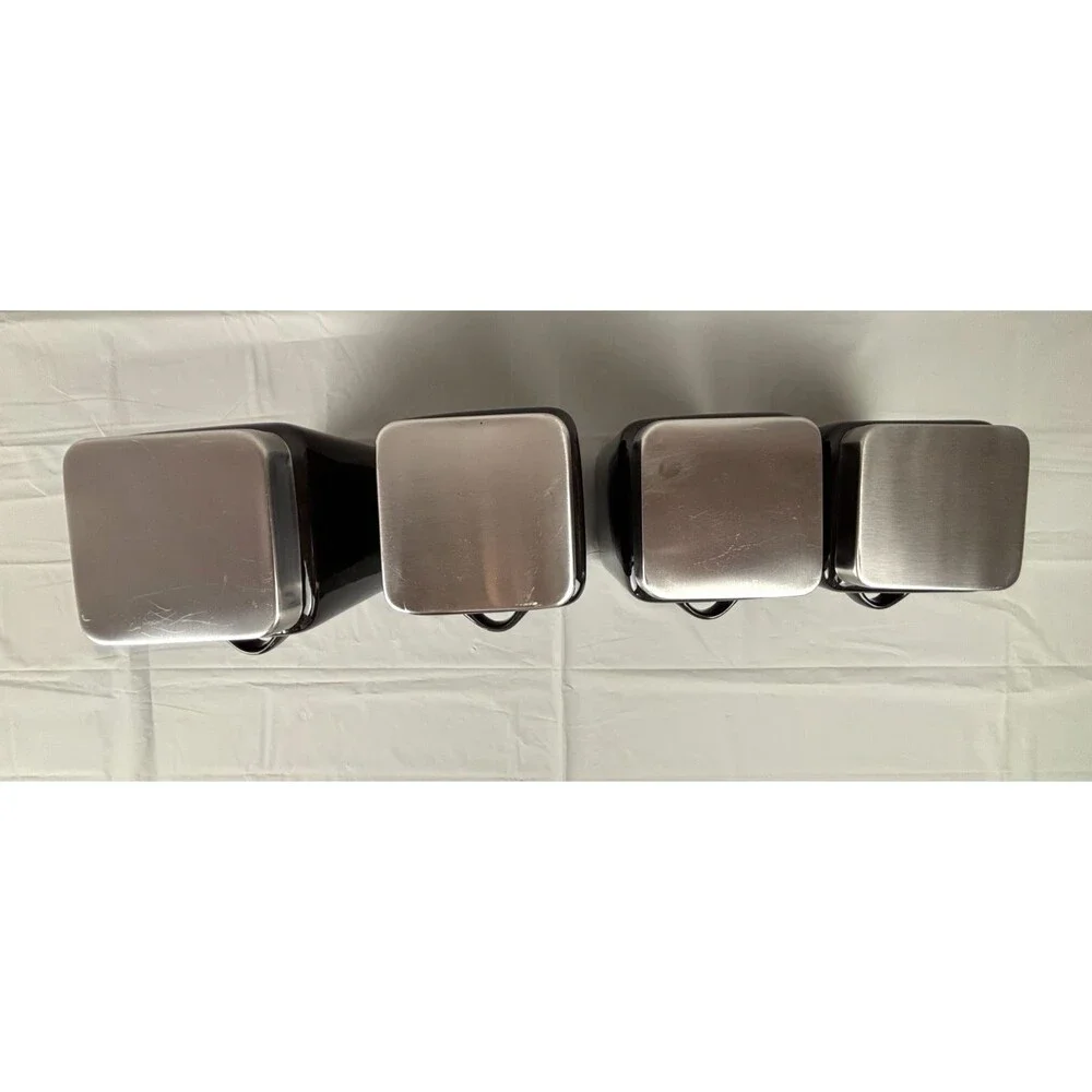 Oggi 4 pc Black Square Ceramic Canister Set w/ Stainless Steel Lids